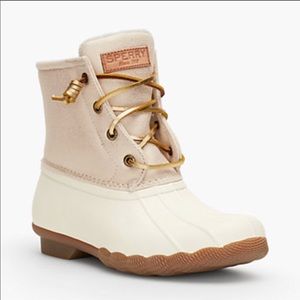 Sperry Saltwater Sparkle Rainboots Gold/Oat